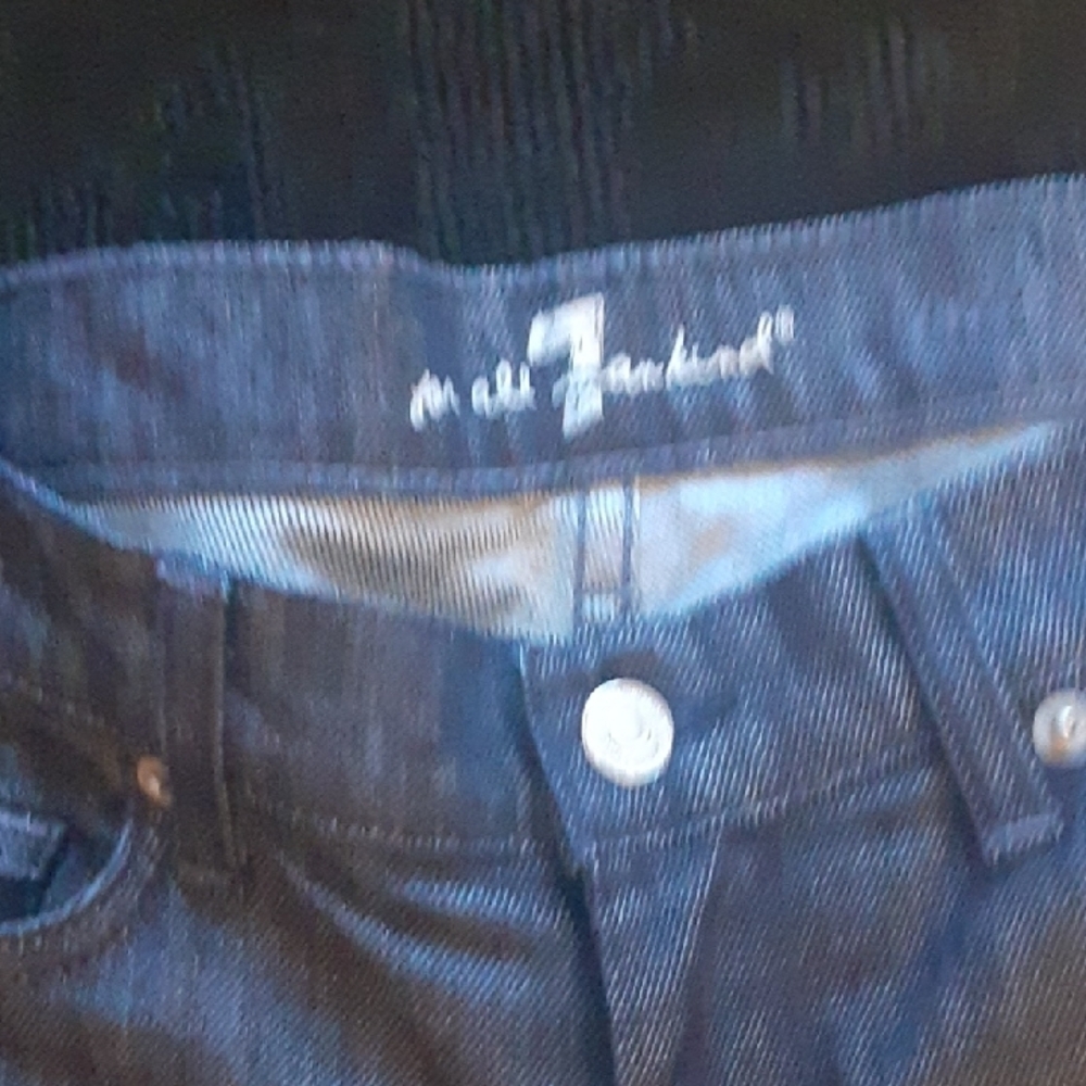 7 For All Mankind Women's Dark Blue Straight Jeans - Picture 3 of 9